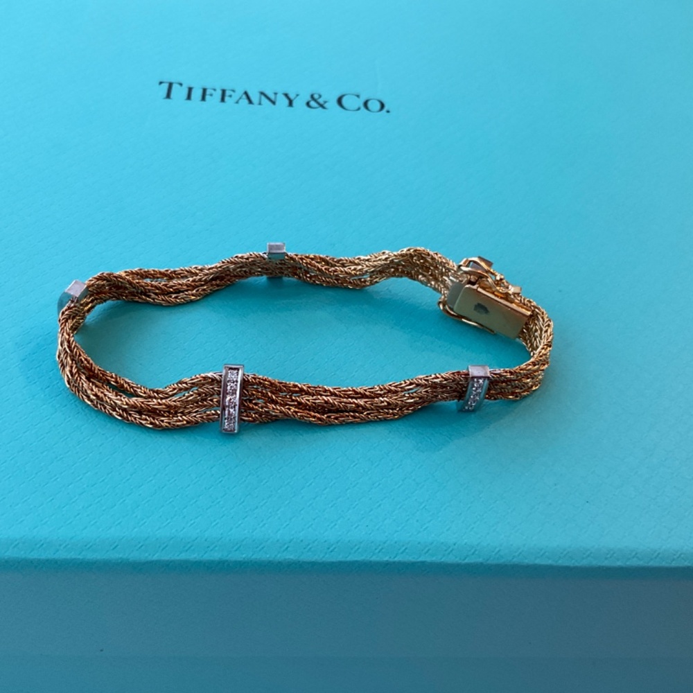 TIFFANY & CO. Vintage 18k Gold & Diamond Rope Bracelet - Picture 3 of 13